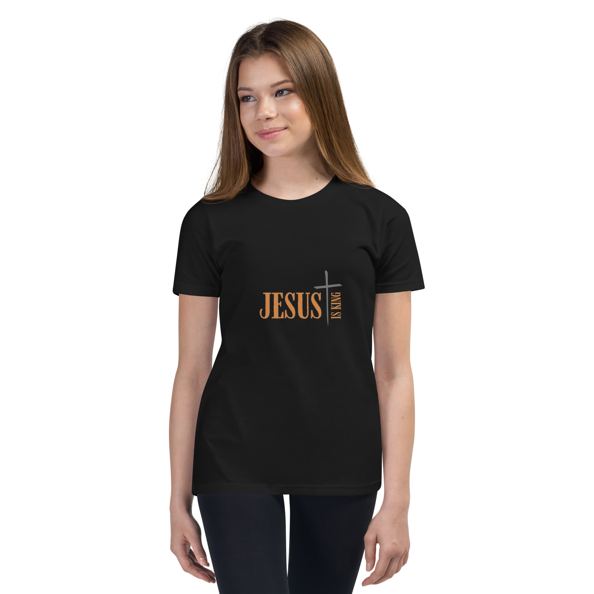 #-03-Jesus-is-King-Youth Short Sleeve T-Shirt – Bild 2